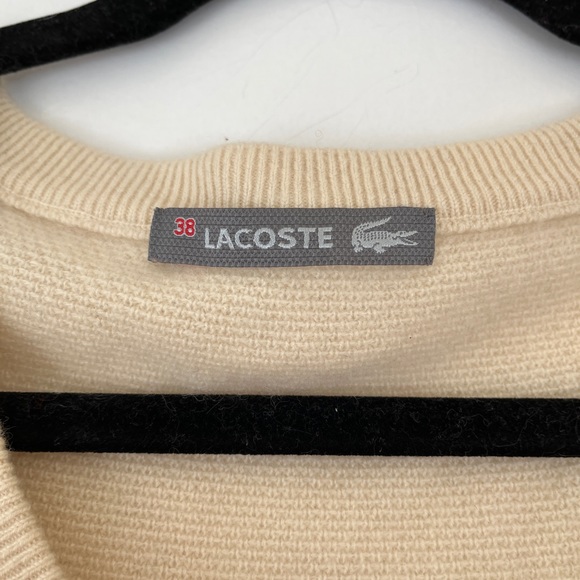 Lacoste Vintage Cashmere Sweater Cream scoop neck - Picture 4 of 9